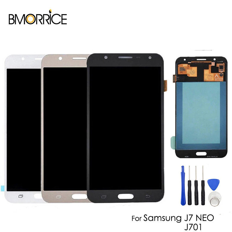 

AMOLED/TFT For SAMSUNG Galaxy J7 Neo J701 J701F J701M LCD Display Touch Screen Digitizer OEM SUPER OLED Assembly Adjustable 5.5"