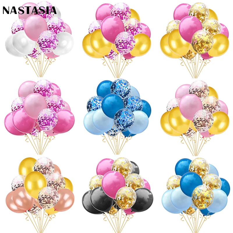 

NASTASIA Mixed paper scraps balloon 12 inch 15pcs/lot birthday party decoration baby shower wedding favors and gift anniversaire