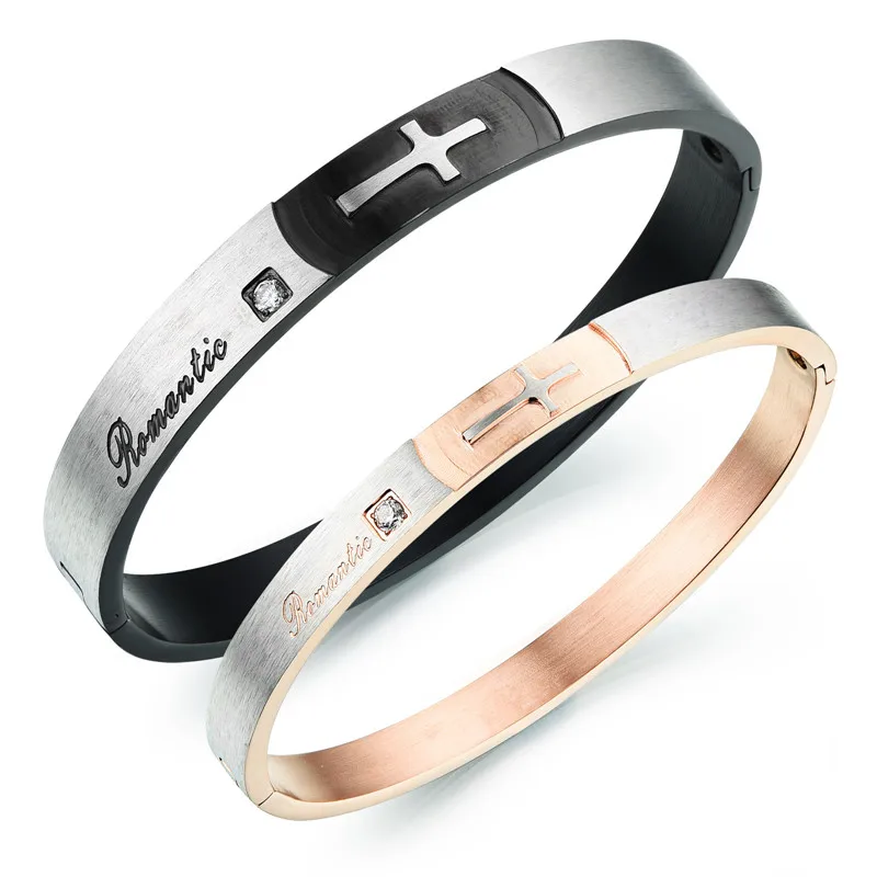 fashion Couple Bracelets & Bangles romantic Christian cross Stainless