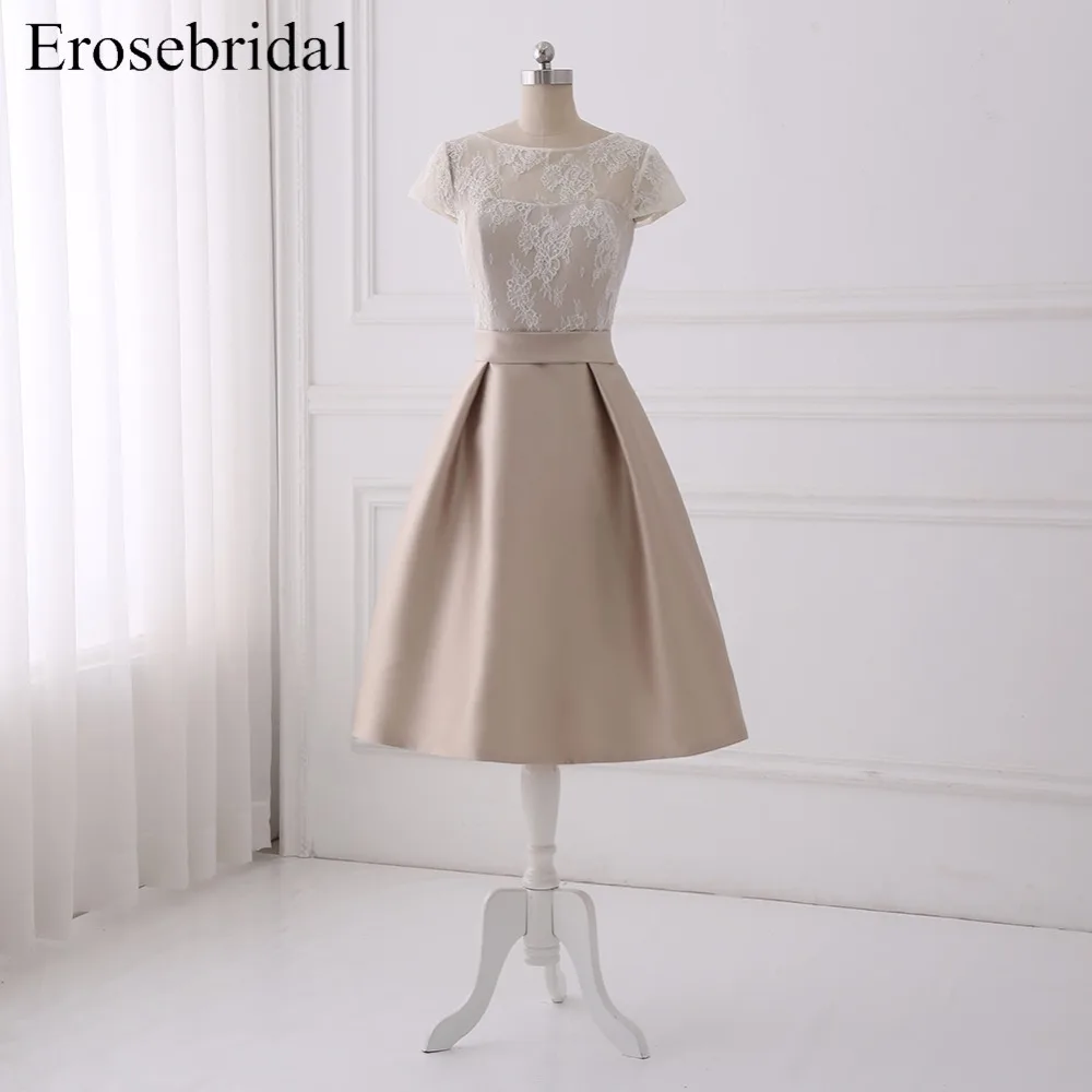 

Short Wedding Dresses 2018 New Erosebridal Cheap Price Wedding Dress Plus Size Lace Bodice Button Back Vestido De Noiva B-T65