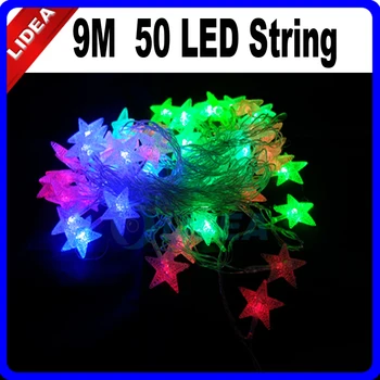 

9M 50 LED Star Wedding Party Garden Holiday New Year Navidad Decoration Outdoor Fairy String LED Christmas Garland Light HK C-25