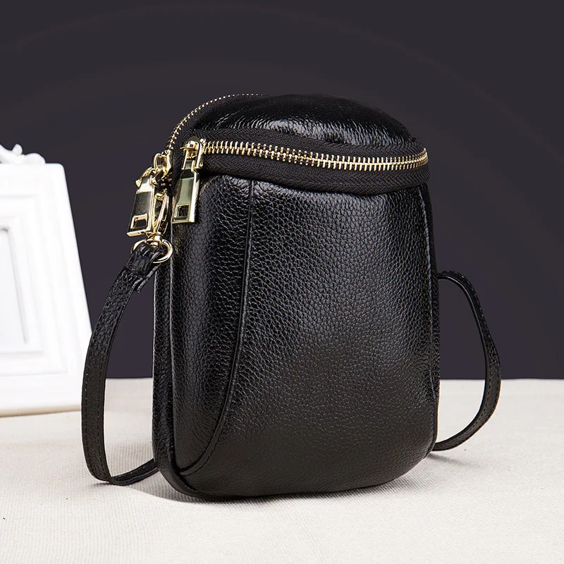 

Genuine Leather Cell Phone Punch Bag Women Mini Shoulder Bag Ladies Cross Body Bags Women's Messenger Bag
