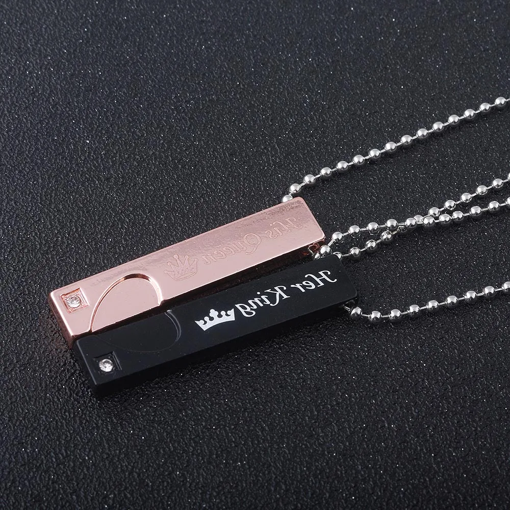 

Fashion Her King & His Queen Couple Necklace Enamel crown pendant Men and Women Jewelry