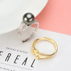 Жемчужное кольцо настройки, модное кольцо Выводы, регулируемый размер 925 Серебряное кольцо Набор для изготовления ювелирных украшений
