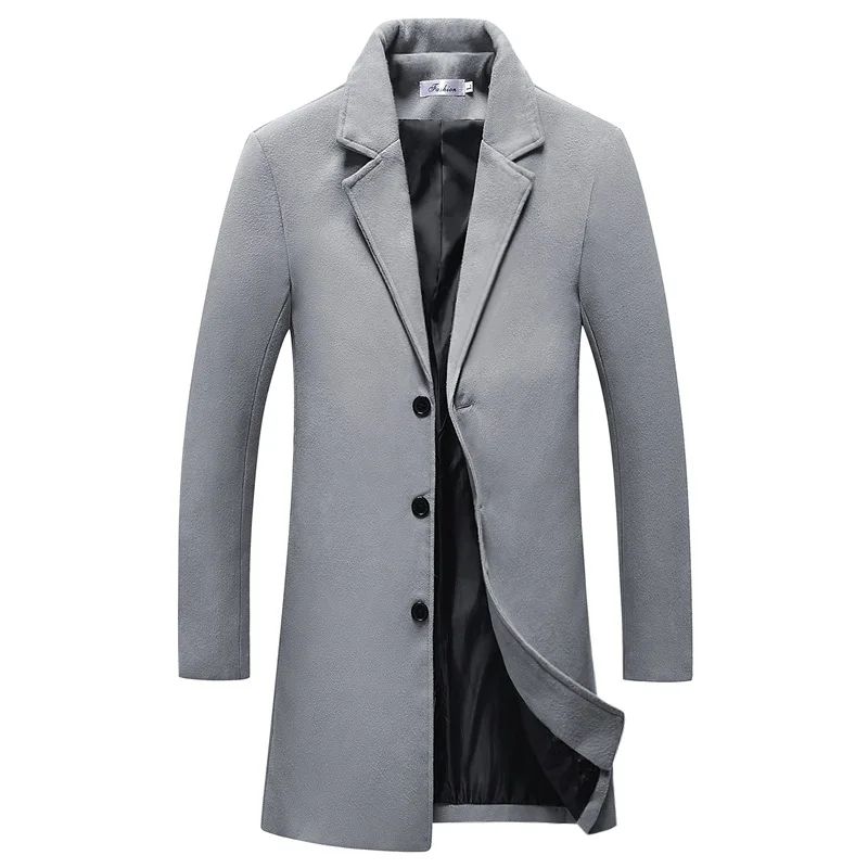

New men's long wool blends coat / high quality Korean version of the warm three-dimensional slim trench M-5XL