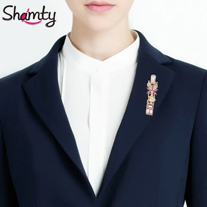 

Shamty Brooch Vintage Style Rose Gold Austria Crystals Natural Freshwater Lrregular AA Pearl Pin Brooch Collar Scarf Brooch