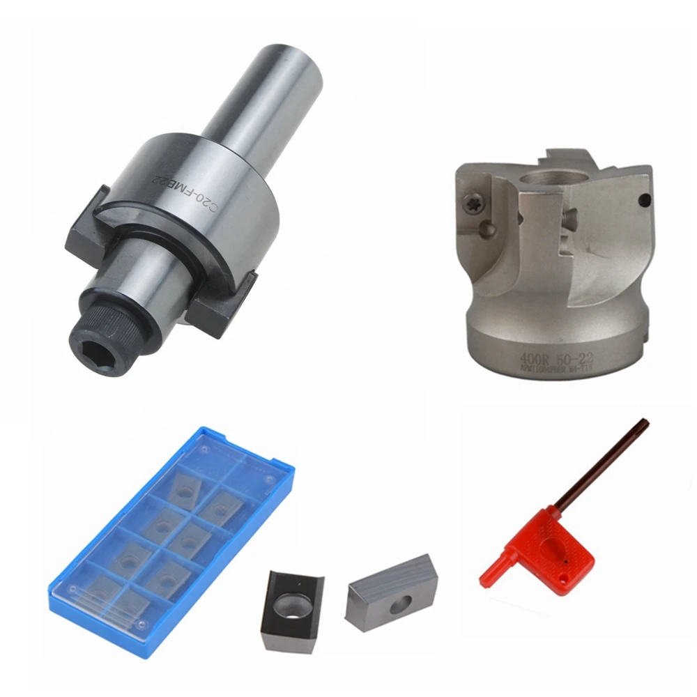 

C20 FMB22 Holder Face Mill Cutter 400R-50-22 With 10Pcs APMT1604 Carbide Insert suitable for Aluminum