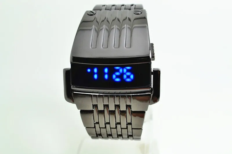 

New Fashion Digital Men Full Steel Led Watch ,Sports Watches Men Military Watches Metal LED Faceless Bracelet Watch Wristwatch