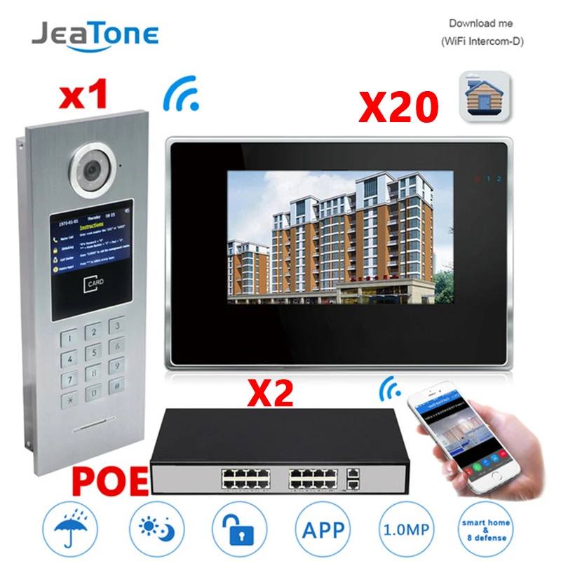 7'' Touch Screen WIFI IP Video Door Phone Intercom+POE Switch 20 Floors Building Access Control System Support Password/IC Card 7'' Touch Screen WIFI IP Video Door Phone Intercom+POE Switch 20 Floors Building Access Control System Support Password/IC Card