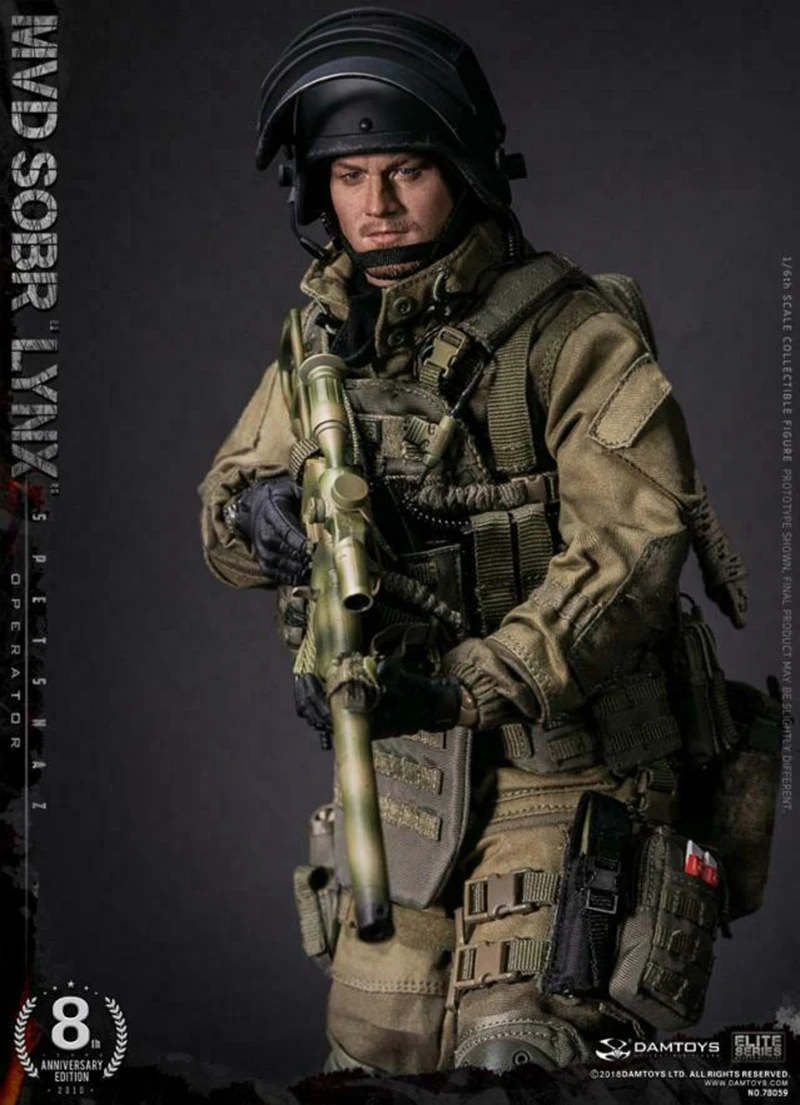 Полный набор кукла-солдат для сбора damtoys 78059 1/6th 8th Юбилей издание российского спецназа МВД SOBR Рысь игрушка