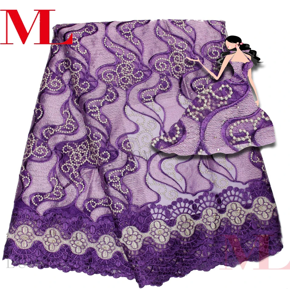 Ml 5yards African Lace Fabric 2018High Quality Nigeria Embroidered Net Tulle French For Wedding Party Dress hq920 | Дом и сад