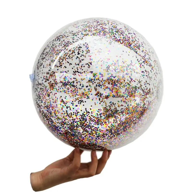 Сверкающие прозрачный мяч для пляжа бассейн с игровой корзиной мяч надувной шар реквизит для фотосессии детские игрушки вечерние игрушки