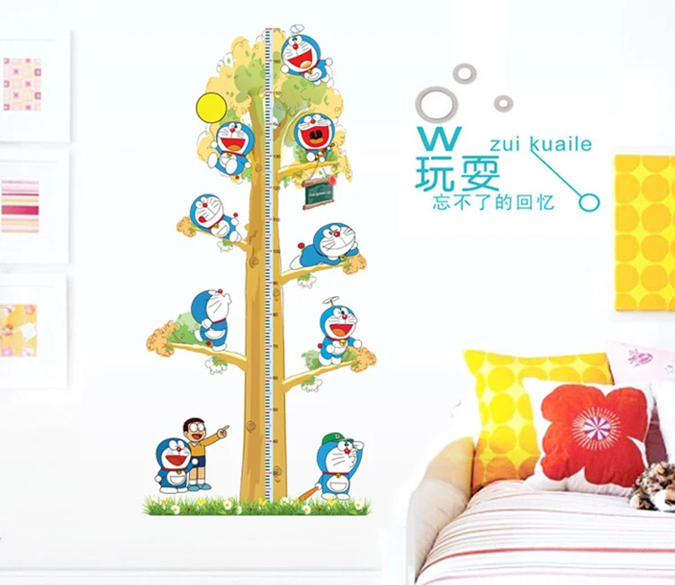 new doraemon wall sticker diy mural decals measure removable height