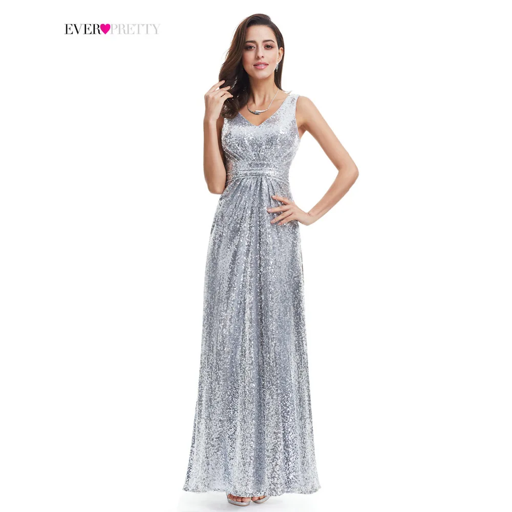 Silver Long Prom Dress Sparkle Ever Pretty Women 2017 EP07086 Luxury