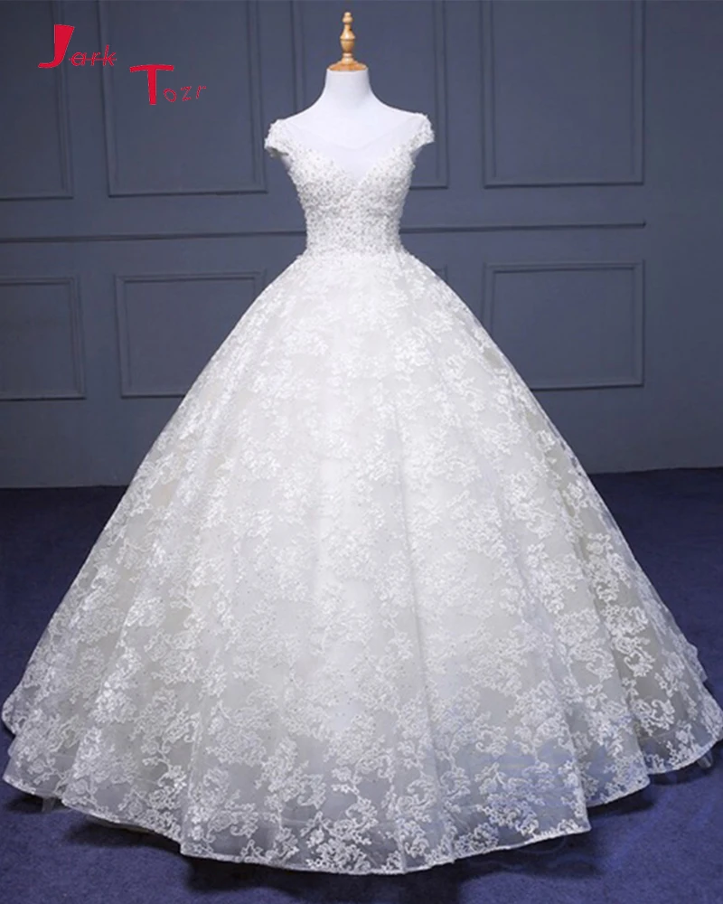 Jark Tozr New Design V neck Open Back Gorgeous Lace Ball font b Gown b font