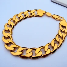 24 К GF штамп желтого золота GF 8," 12 мм Мужские Браслет Curb Chain Link Jewelry безусловной пожизненной Замена гарантия