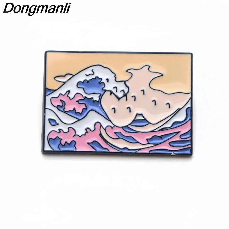 

DMLSKY Funny Wave Brooch Metal badge Women and Men Clothes Brooches Enamel Pins Shirt Collar Pin Jewelry Gifts M2965