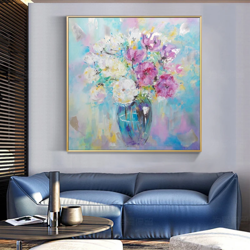 100% Hand Painted Abstract Flowers Art Oil Painting On Canvas Wall Art Wall Adornment Pictures Painting For Live Room Home Decor