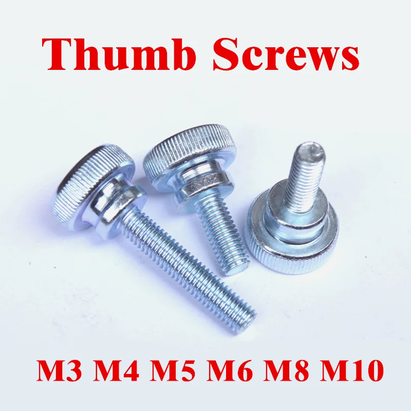 20pcs GB834 M3*6,8,10,12,16 30mm Carbon Steel thunb screw with collar round head with knurling