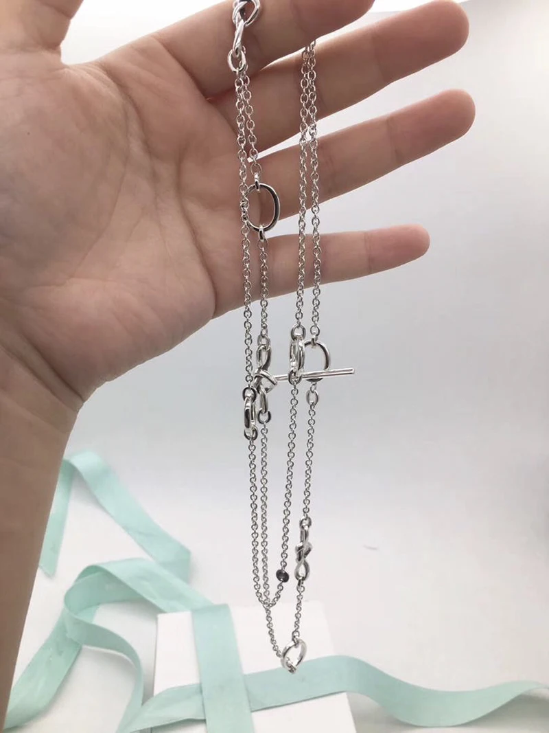 

2019 New Real 100% 925 Sterling Silver Sweet Love Knotted Heart Necklace Necklace for Women Married Engagement DIY Jewelry