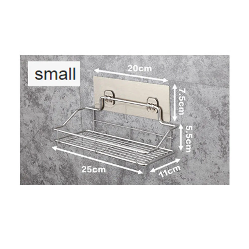 Полка из нержавеющей стали, корзина для душа, ванная комната, настенный стеллаж для хранения, клейкая зубная щетка, принадлежности для хранения в ванной