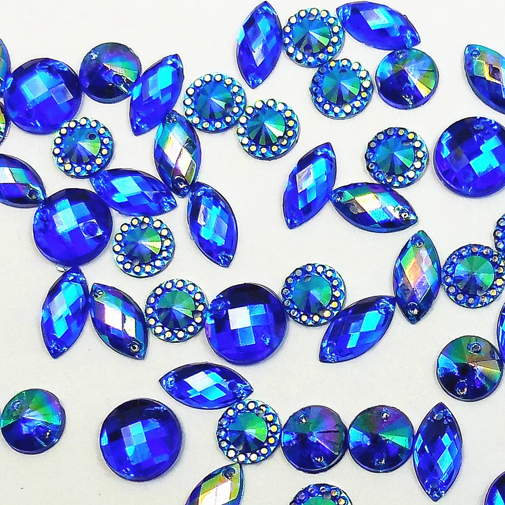 

Mix Shape 320pcs Royal blue Sew on Designer Rhinestones Sewing For Wedding Stones and Crystals Stone Strass Evening Prom Dress