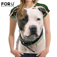 FORUDESIGNS/женская футболка с милым 3D изображением собаки Бультерьера, женские топы, укороченные футболки для девочек, футболка для женщин, Vetement, быстросохнущая Бодибилдинг