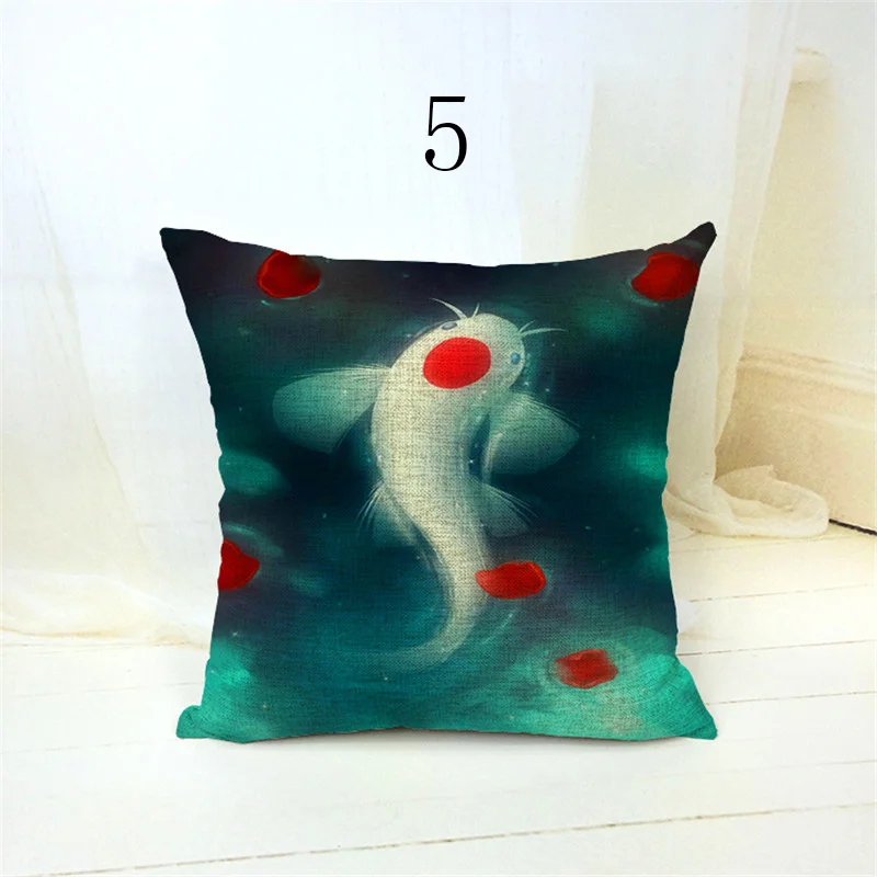 Sea Turtle Fish Pattern Red Sea Crab Cushion Cover Nautical Throw