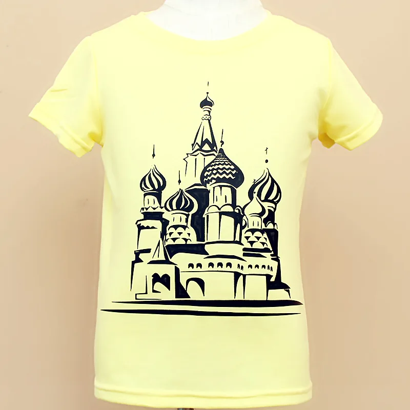 Детская футболка хлопковые футболки с короткими рукавами футболка с изображением Красной Площади в России  детская летняя одежда