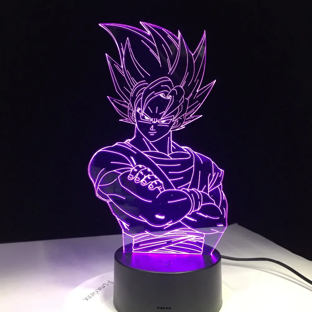 Для детей Dragon Ball Z Vegeta Супер Saiyan светодиодный светильник супер Сон Гоку Led Настольная лампа Luces Navidad с сенсорным/дистанционным управлением