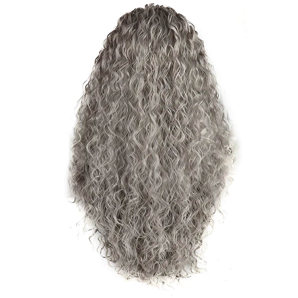 Синтетические парики на кружеве для черных женщин серебристо-серые волосы термостойкие волокна длинные богемные кудрявые фронтальные парики