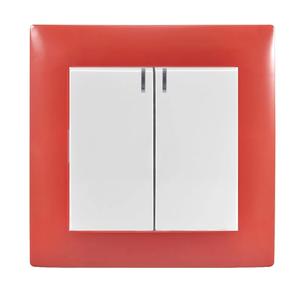 

light switch Red Color Inset Switch Germany wall switch DIY two gang with indicator
