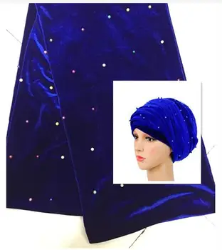

New arrival!!Elegant African headwrap turban gele Solid headtie with net beads 13colors african scraf hot sale women headtie.
