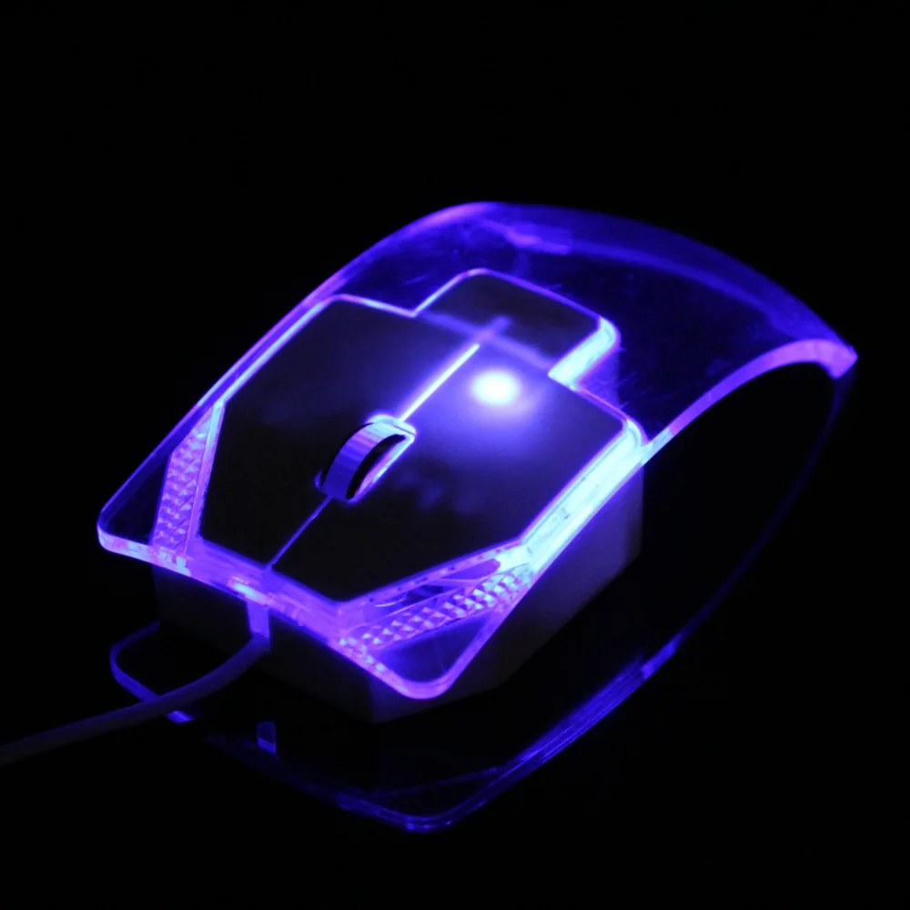 Creative Clear Computer Mouse 1000DPI Optical LED Blue Light