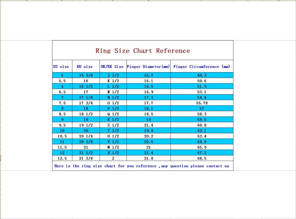 RING ZIZE