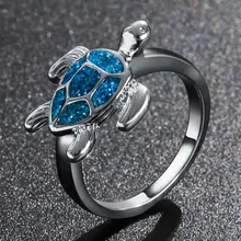 SHUANGR черепаха заполнены синий цвет огонь животных кольца для женщин обручальное кольцо модные ювелирные изделия Винтаж милое кольцо