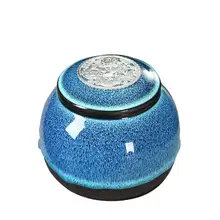 Синий градиент глазурь керамическая похорон урна для праха домашнего животного для памятников вмещает до 30 кубических дюймов пепла-питомцы; урна для кремации для пепла