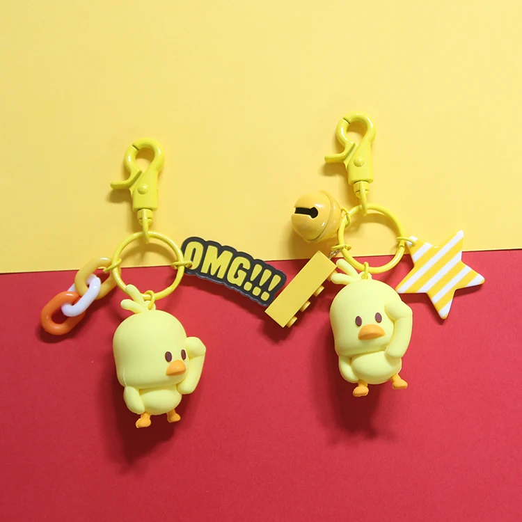 

Cartoon Duck Chick Animal Anime Keychain Women Metal Key Ring Chains Car Bag Charm Pendent D291