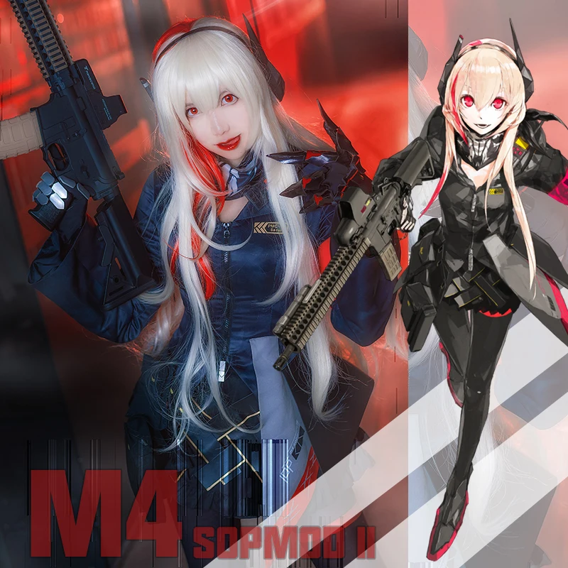 

Anime! Girls' Frontline AR Team M4 SOPMOD2 Combat Suit Gothic Uniform Cosplay Costume Halloween Outfit For Women Free Shipping