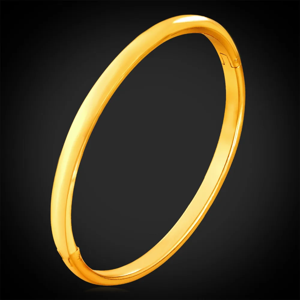 

Kpop Round Bangle Bracelet Women Gold/Silver/Rose Gold Color Fashion Jewelry Simple Design New Trendy Bracelets For Women H512