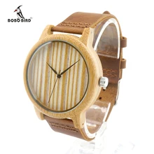 Bobobird A20Womens Casual Antique Round Bamboo Wooden Watches With Leather Strap Lady Watches Top Brand Luxury Wrist Watch