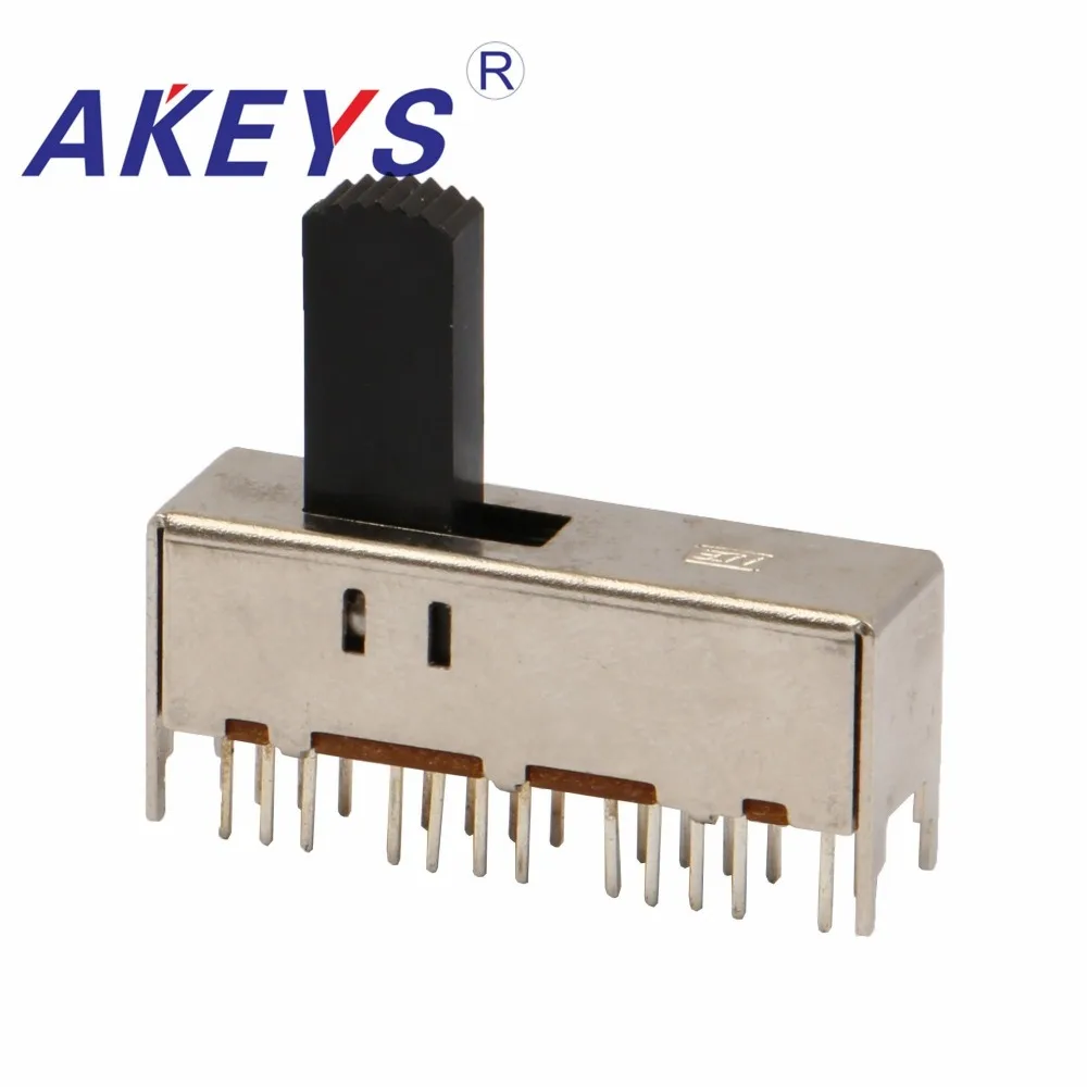 

SS-63D05 6P3T Six pole three throw 3 position slide switch 24 pin DIP type with 4 fixed pin handle heights can be customized