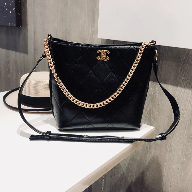 

Channels Luxury High Quality Leather Women Bag Bucket Shoulder Bags for Women 2018 New Large Capacity Top-handle Bag Louis Bag