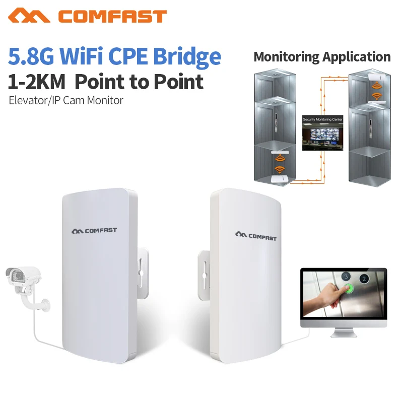 

1-2km Wireless Bridge High Power Wifi Router Repeater Wireless Access Point 5.8GHz 300Mbps Outdoor CPE for Wireless Camera CPE