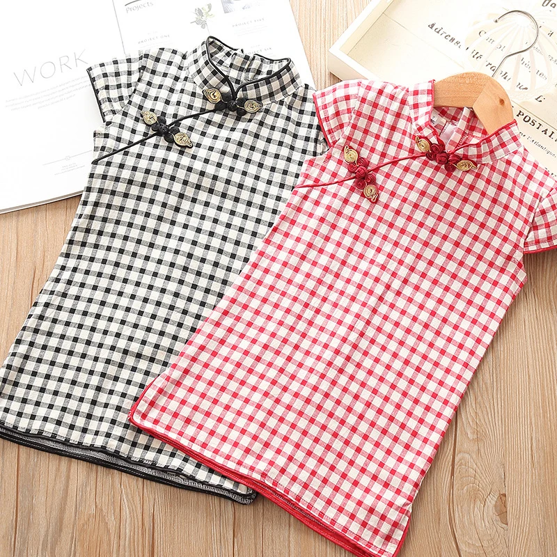 

cheongsam plaid 2019 toddler girl dresses princess girl dress summer tutu baby girls vestidos baby girl dresses party vintage