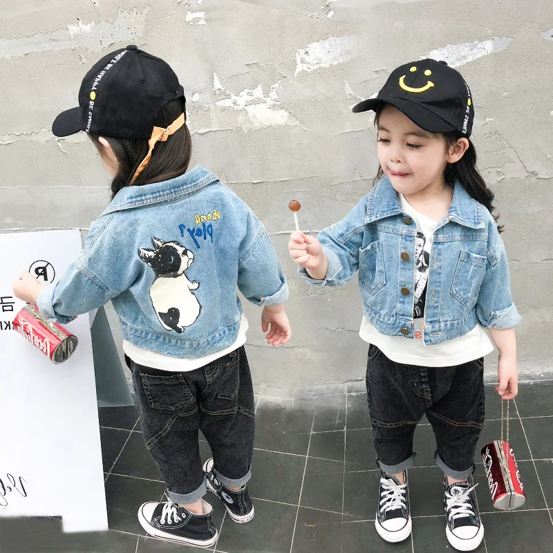 

2019 Baby girl spring autumn Cute Cartoon Denim Coat Jacket Girls Kids Overcoats Children Clothes Outfit