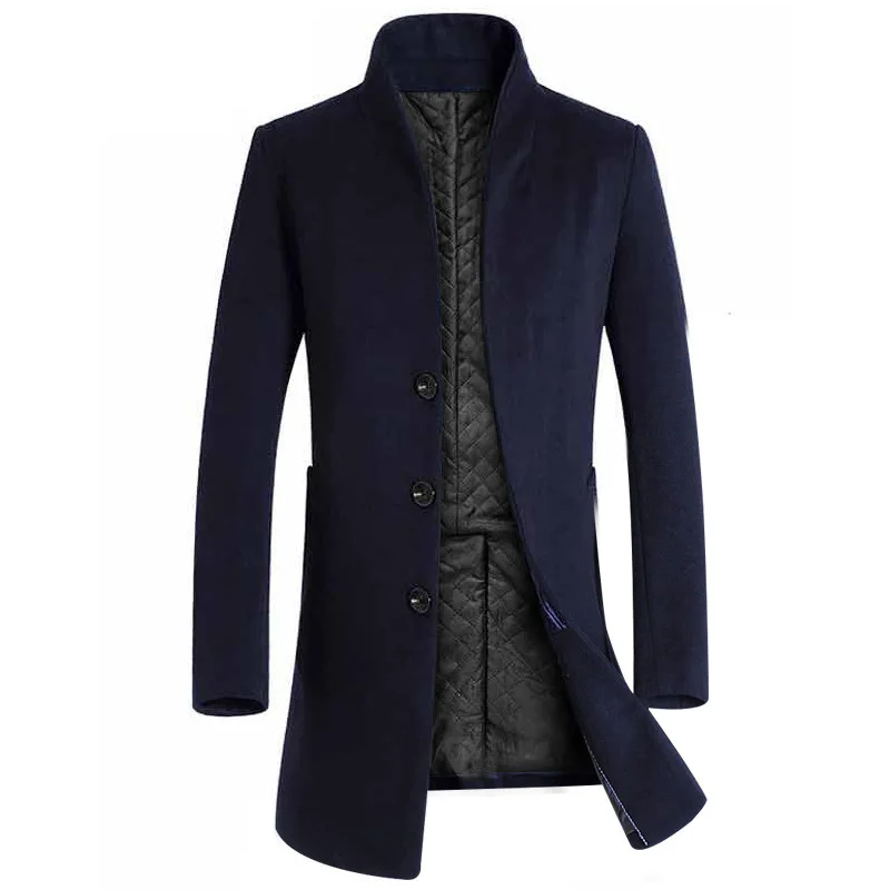 Винтажные готические куртки осенне-зимние мужские утепленные шерстяной Тренч деловые мужские классические пальто средней длины