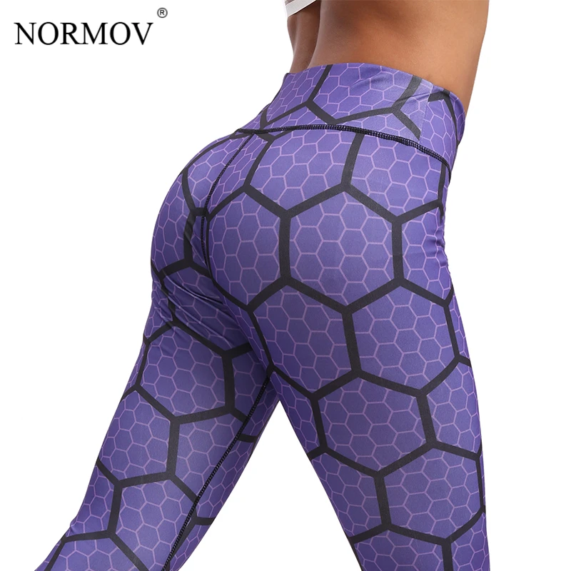 NORMOV Honeycomb легинсы с цифровым принтом женские тренировочные штаны с высокой талией Женская одежда для фитнеса женские леггинсы с принтом пуш-ап