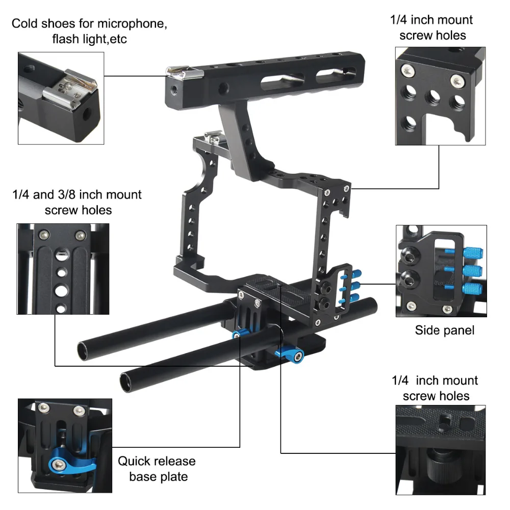Профессиональная ручка DSLR Rig Camera Video Cage Kit стабилизатор + следящая фокусировка