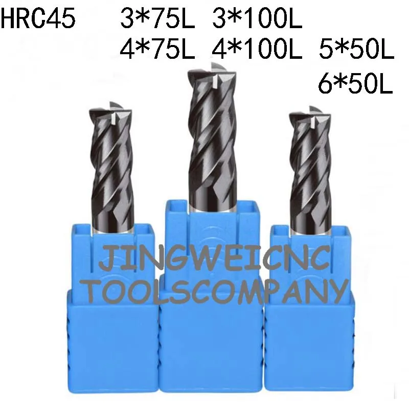 HRC45 Карбид фрезы Удлиненные Длина 3*75/100 мм, 4*75/100 мм 5*50 мм, 6*50 мм продолжительного длина с tialn покрытие